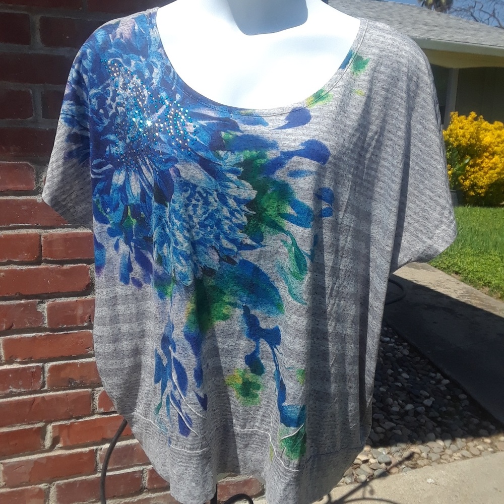 Lane Bryant floral rhinestone top